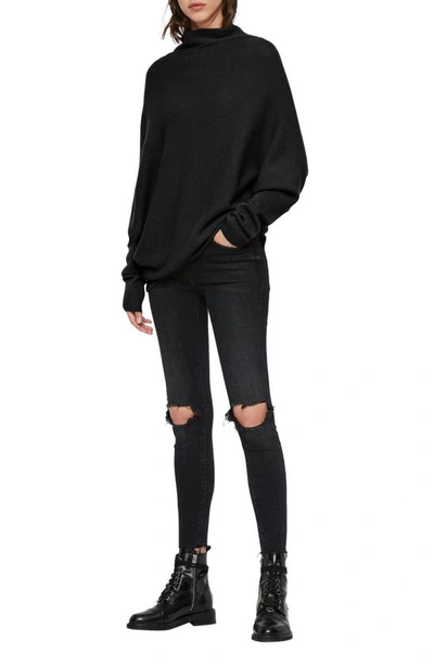 Shop Allsaints Ridley Funnel Neck Wool & Cashmere Sweater In Black