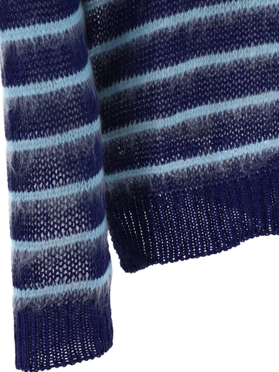 Shop Marni Bicolour Striped Sweater In Blue