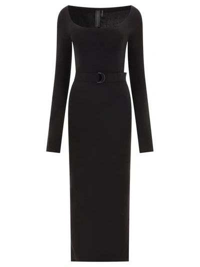 Shop Norma Kamali Dress With Side Slit In Black