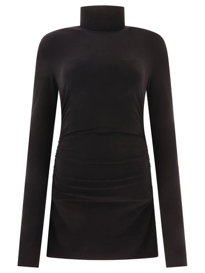 Shop Norma Kamali Turtleneck Pickleball Dress In Black