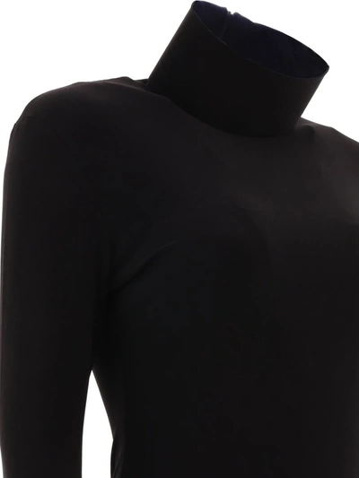 Shop Norma Kamali Turtleneck Side Slit Gown In Black