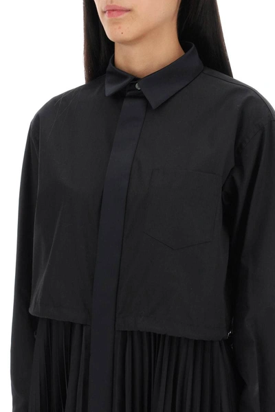 Shop Sacai Midi Shirt Dress In Black