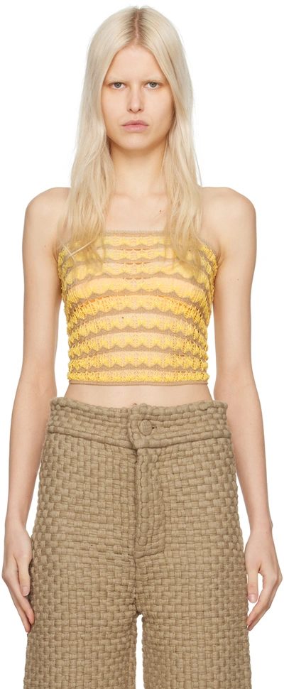 Shop Isa Boulder Ssense Exclusive Yellow & Beige Lacey Tube Top In Cornflake