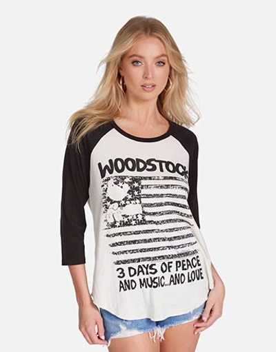 Shop Lauren Moshi Maglan Woodstock Flag In Faded White/onyx