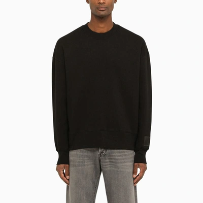 Shop Ami Alexandre Mattiussi Ami Paris Crewneck Sweatshirt With Patch In Black