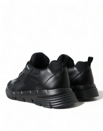 Shop Prada Sleek Low Top Leather Sneakers In Timeless Men's Black