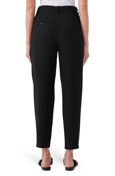 Eileen Fisher Pleated Georgette Crepe Ankle Pants In Black
