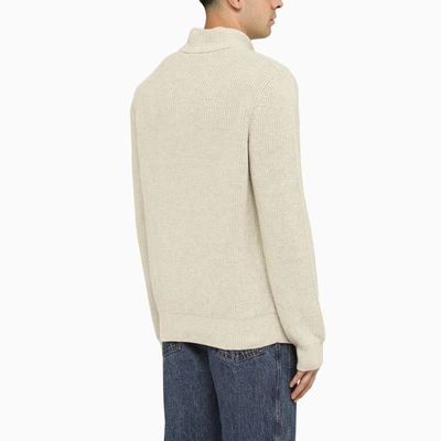 Apc High Neck Cotton Turtleneck Sweater In Beige