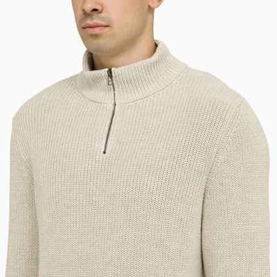 Apc High Neck Cotton Turtleneck Sweater In Beige
