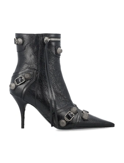 Shop Balenciaga Cagole Ankle Boots In Black/silver