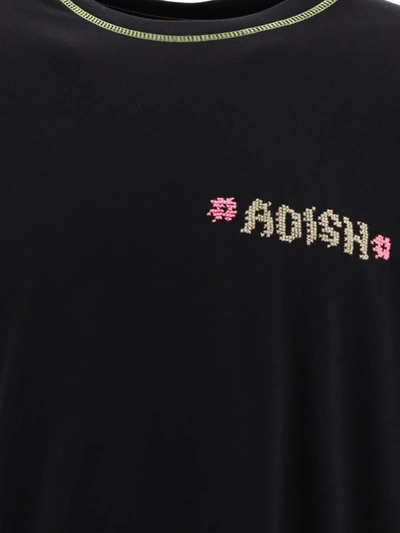 Shop Adish "tatreez Logo Contrast Stitched" T-shirt In Black