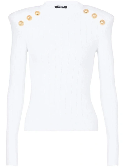 Shop Balmain 6-buttons Sweater In White