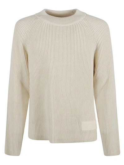 Shop Ami Alexandre Mattiussi Ami Paris Wool And Cotton Blend Sweater In White