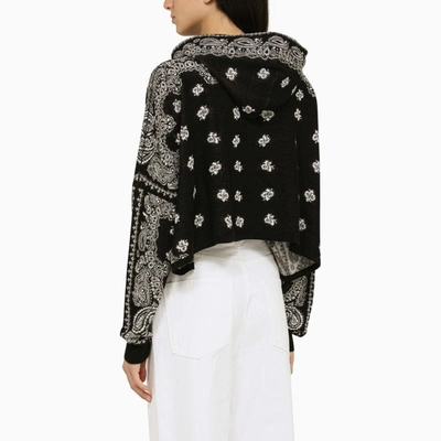 Shop Amiri Knitted Paisley Hoodie In Black