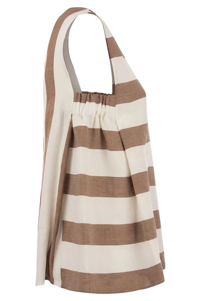 Shop Antonelli Linen And Viscose Top In Beige/brown