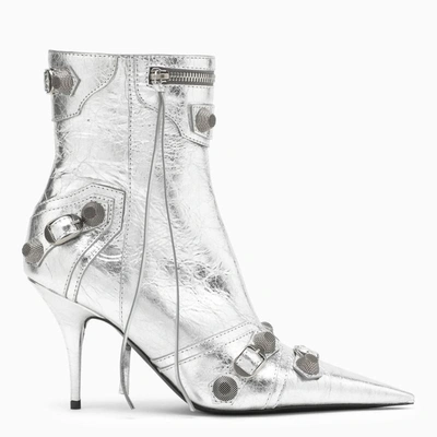 Shop Balenciaga Metallic Silver Cagole Ankle Boot