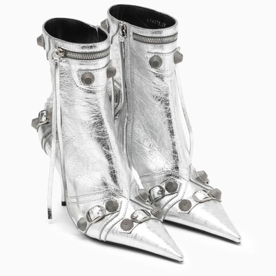 Shop Balenciaga Metallic Silver Cagole Ankle Boot