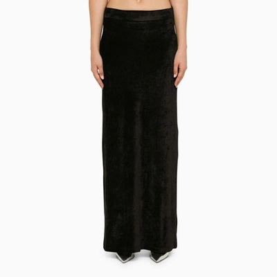 Shop Balenciaga Velvet Long Skirt In Black