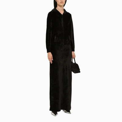 Shop Balenciaga Velvet Long Skirt In Black