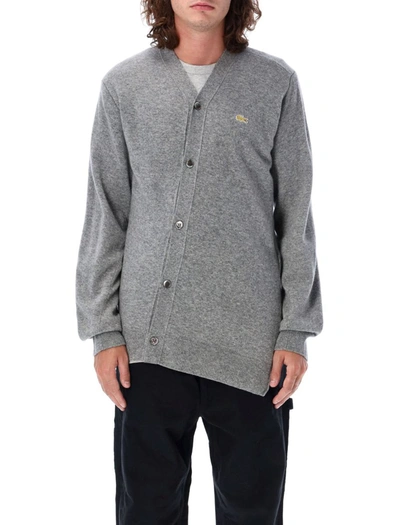 Shop Comme Des Garçons Asymmetric Cardigan Lacoste In Grey