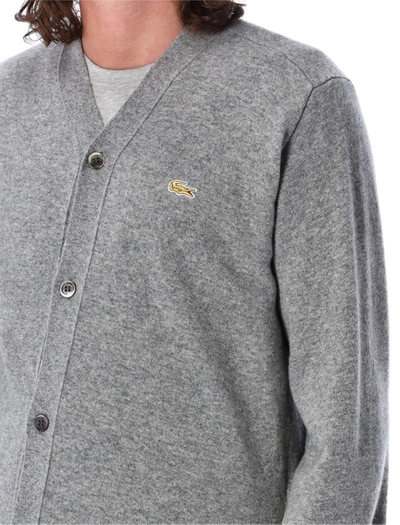 Shop Comme Des Garçons Asymmetric Cardigan Lacoste In Grey