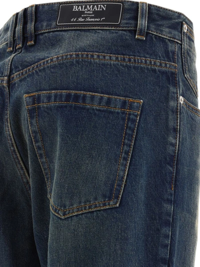 Shop Balmain Jeans With Cuffs In Blue