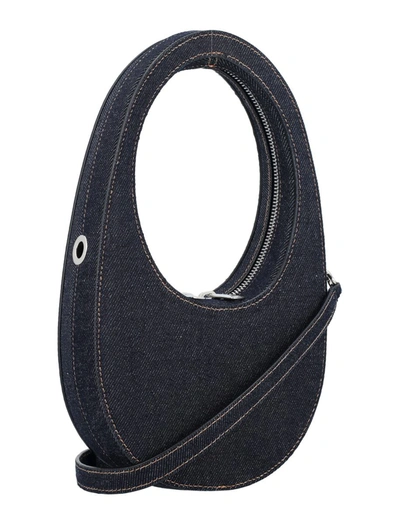 Shop Coperni Denim Crossbody Mini Swipe Bag In Dark Navy