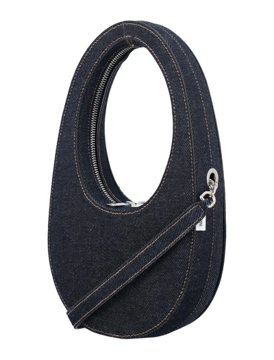 Shop Coperni Denim Crossbody Mini Swipe Bag In Dark Navy