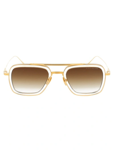 Shop Dita Sunglasses In Clear Crystal - Yellow Gold Gradient