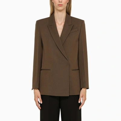 Shop Calvin Klein Double-breasted Jacket In Brown