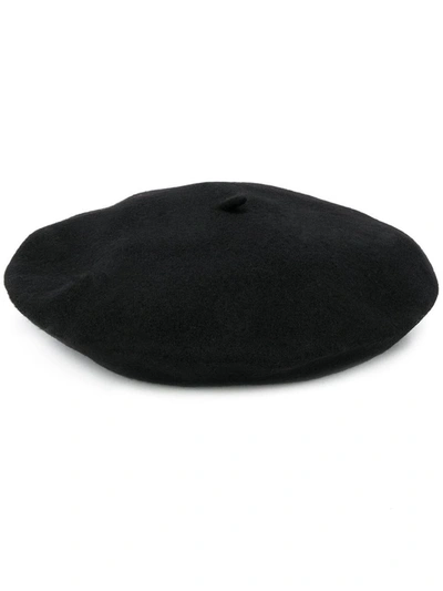 Shop Celine Céline Robert Knitted Beret Hat In Black