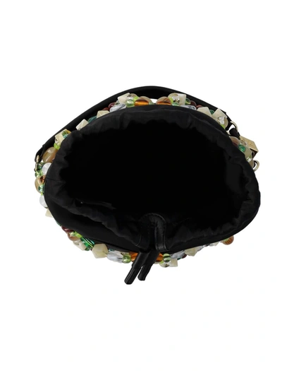 Shop Ganni Bucket Beads Bag In Black