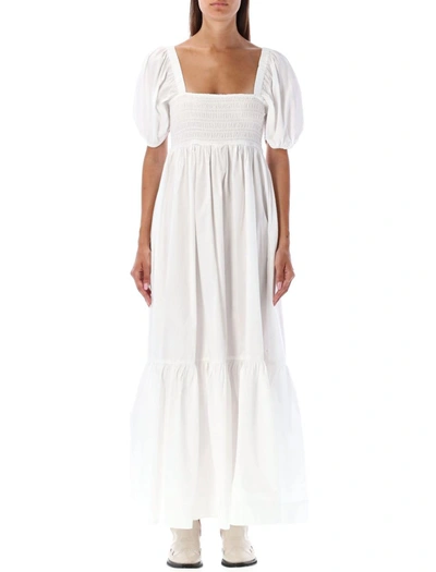 Shop Ganni Poplin Smock Maxi Dress In White