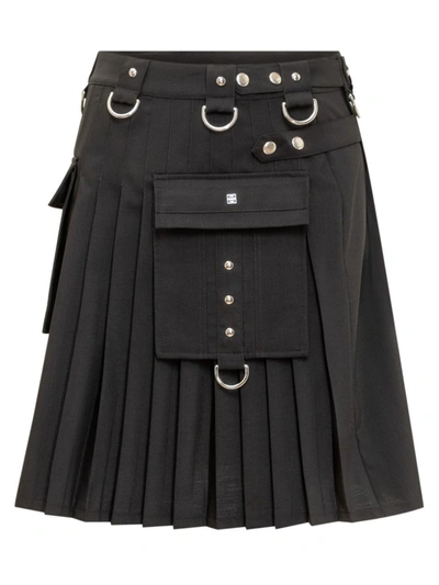 Shop Givenchy Kilted Skirt In Black
