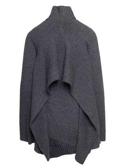 Jil Sander Grey Two-piece Sweater With High-neck In Wool Woman In Grey