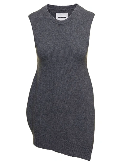 Jil Sander Grey Two-piece Sweater With High-neck In Wool Woman In Grey