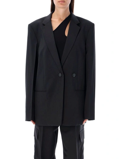 Shop Helmut Lang Asymmetrical Blazer In Black