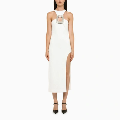 Shop David Koma Asymmetrical Midi Dress In White