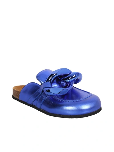 Jw Anderson Chain Leather Mule In Blue