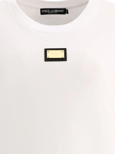 Shop Dolce & Gabbana Jersey T-shirt With Dg Logo Tag In White