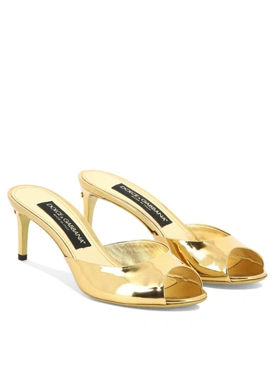 Shop Dolce & Gabbana Mirror-effect Mules In Gold