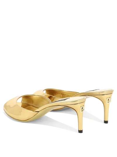Shop Dolce & Gabbana Mirror-effect Mules In Gold