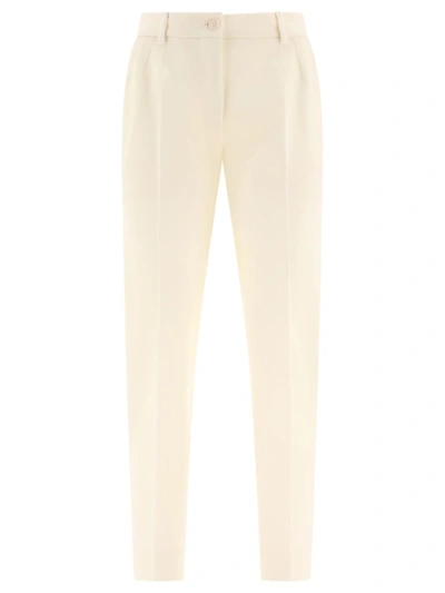 Shop Dolce & Gabbana Wool Trousers In White
