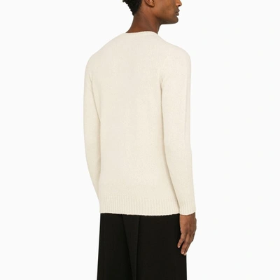 Shop Drumohr Milk Round-neck Sweater In Wool In White