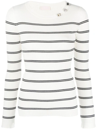 Shop Liu •jo Liu Jo Striped Sweatshirt In Black