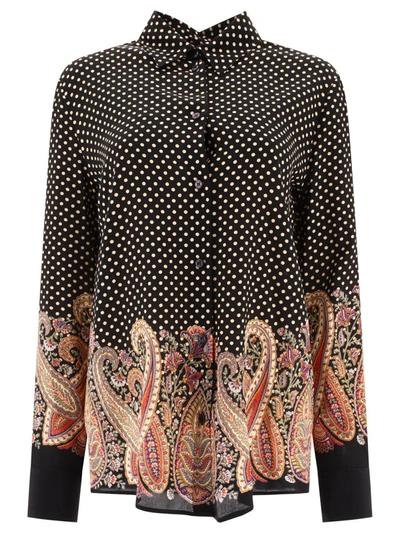 Shop Etro Silk Shirt With Paisley Detail In Black