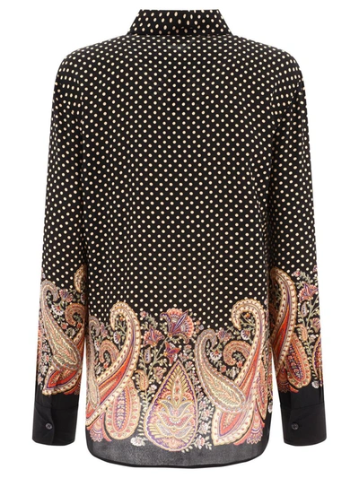 Shop Etro Silk Shirt With Paisley Detail In Black