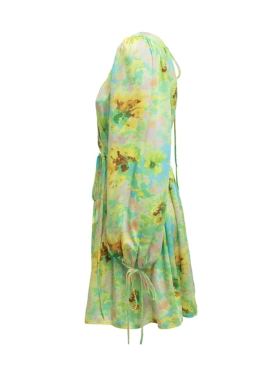 Shop Msgm Dress With Print In Green