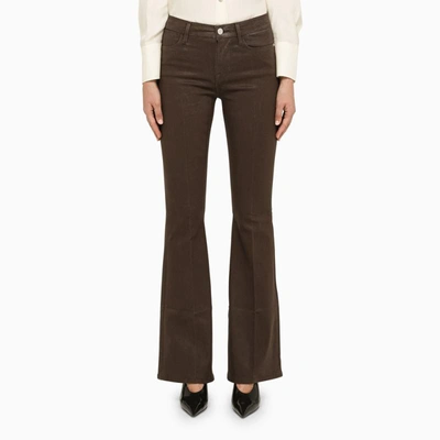 Shop Frame Le High Flare Jeans In Brown