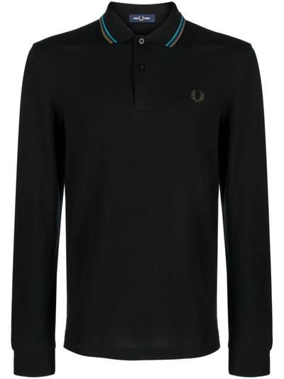 Shop Fred Perry Fp Long Sleeve Twin Tipped Shirt Clothing In Black